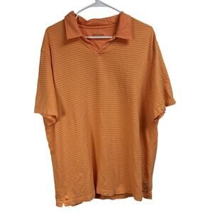 Untuckit Men's XL Polo Shirt Short Sleeve Orange Yellow Striped Cotton